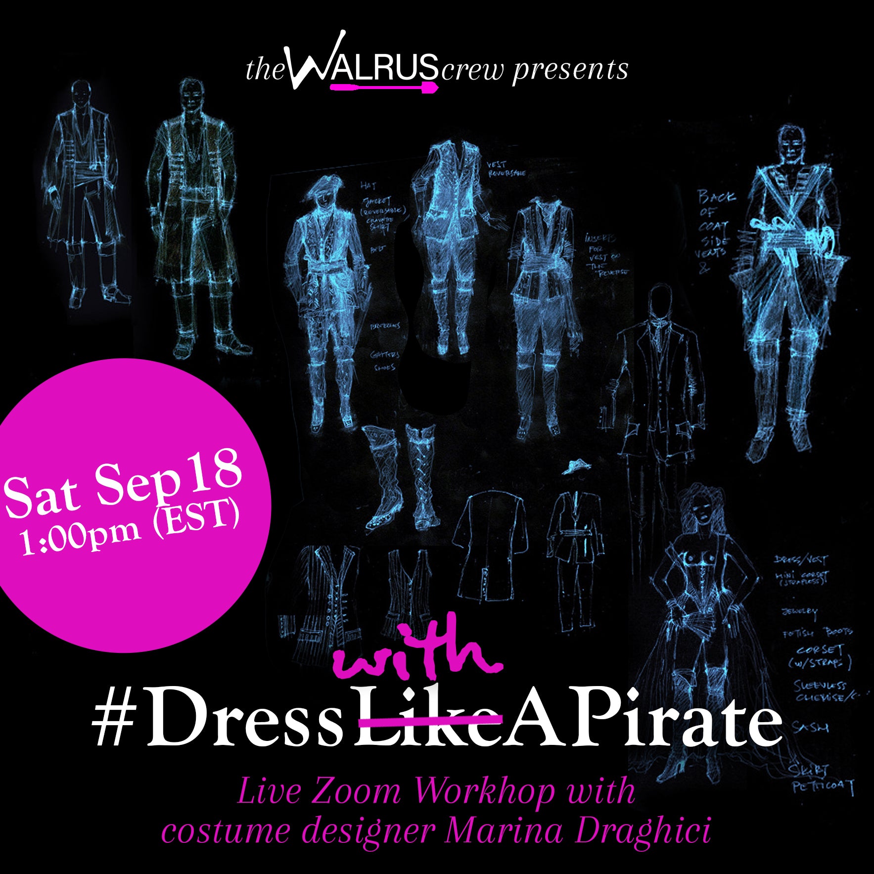 Dress like a pirate - Zoom workshop with Marina Draghici